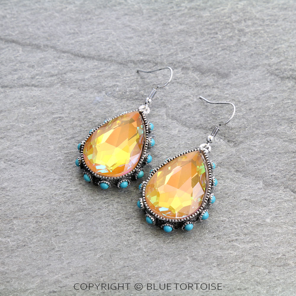 Teardrop Stone Dangle Earrings