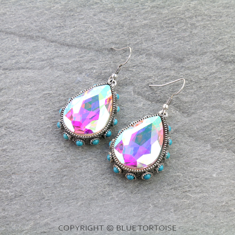 Teardrop Stone Dangle Earrings
