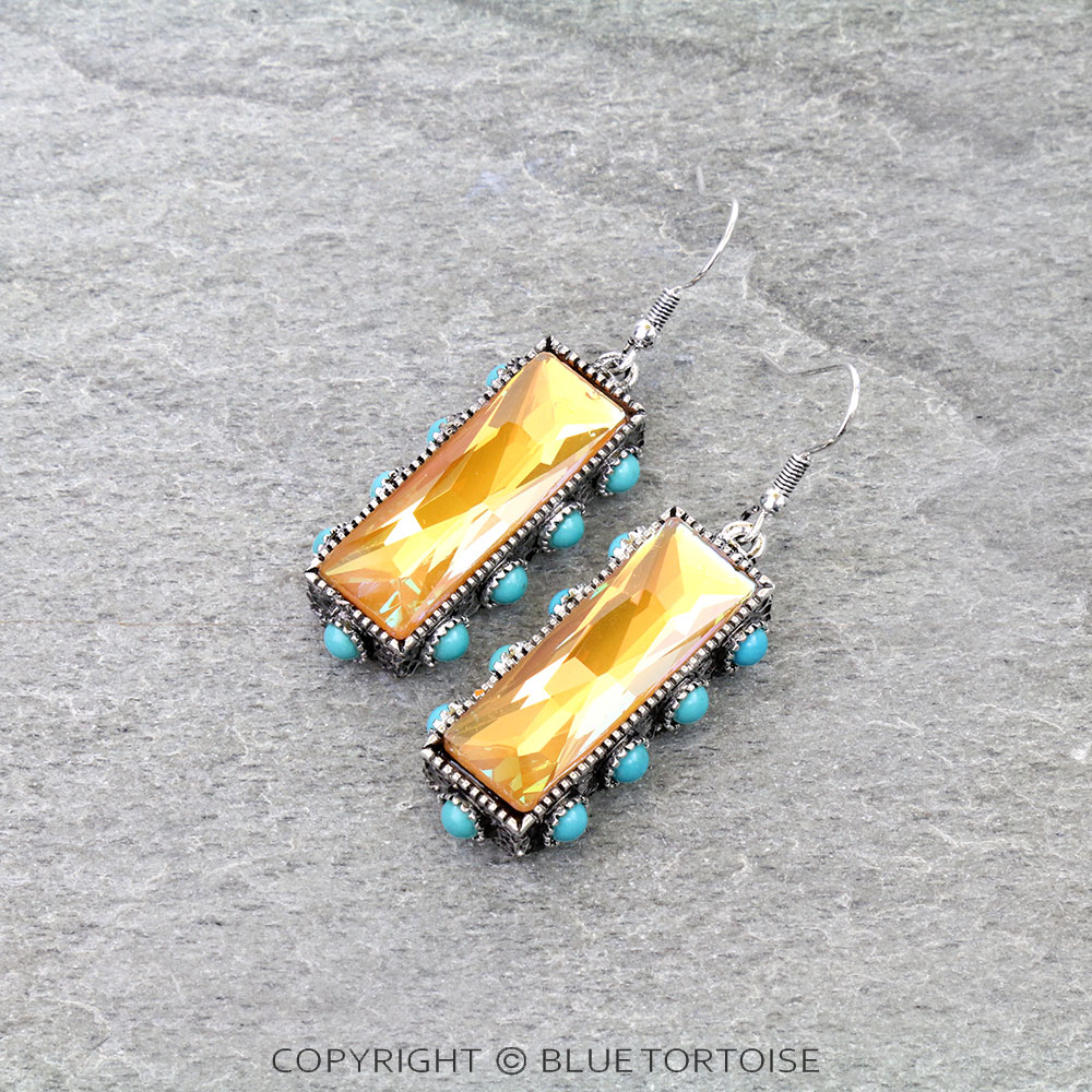 Bar Stone Dangle Earrings