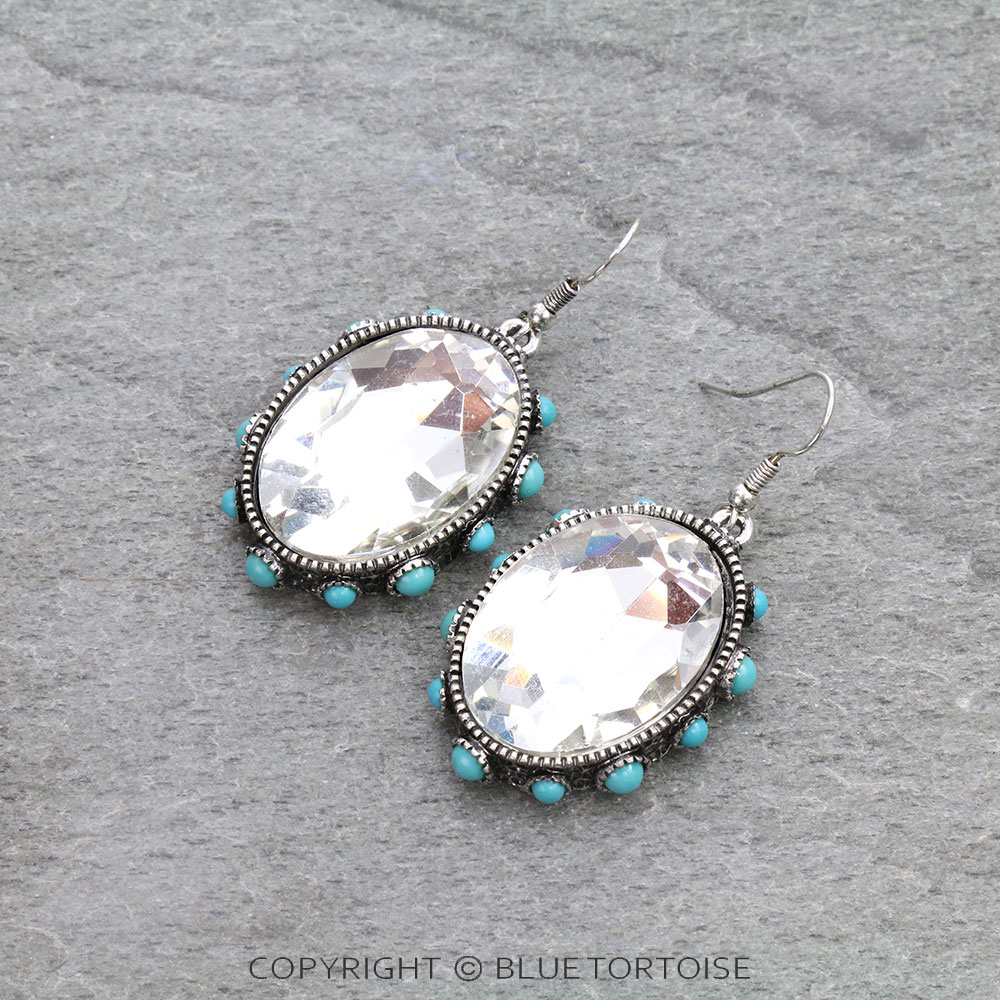 Oval Stone Dangle Earrings