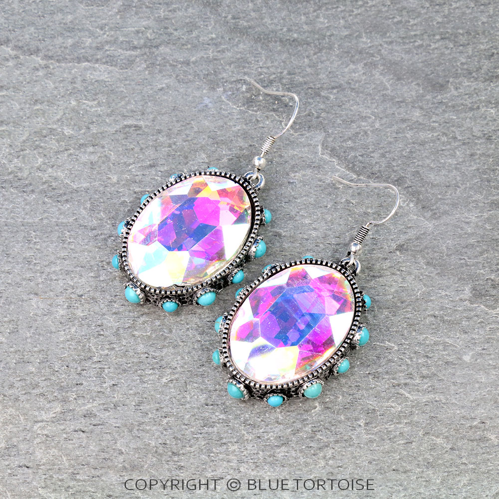 Oval Stone Dangle Earrings