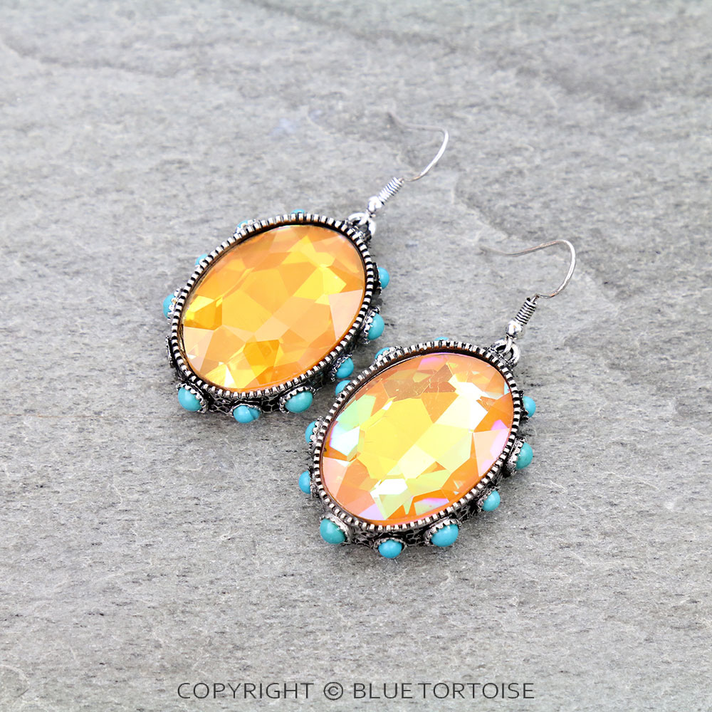 Oval Stone Dangle Earrings