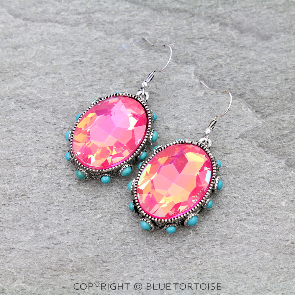 Oval Stone Dangle Earrings