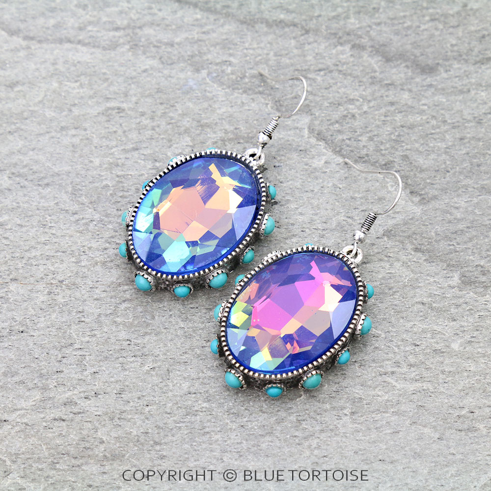 Oval Stone Dangle Earrings