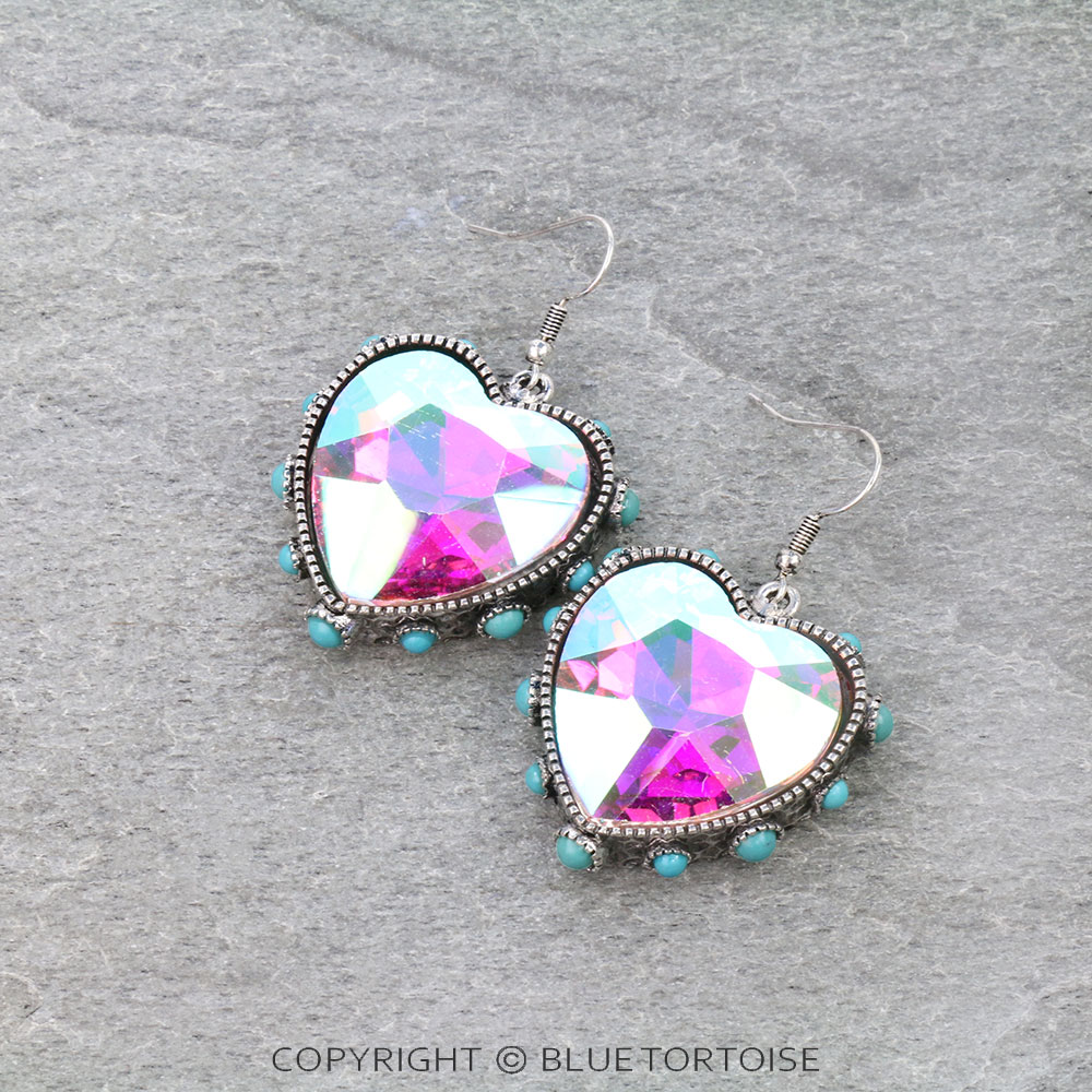 Heart Stone Dangle Earrings