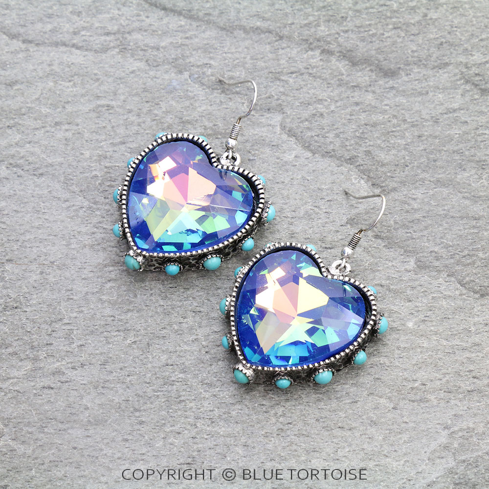 Heart Stone Dangle Earrings