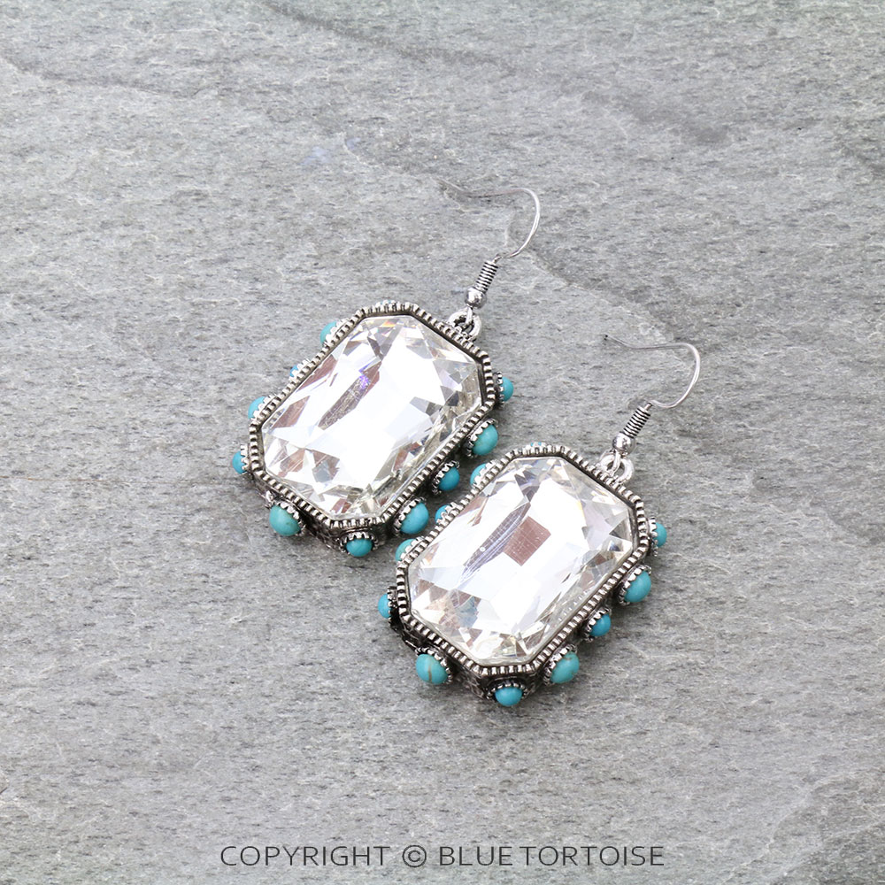 Rectangle Stone Dangle Earrings