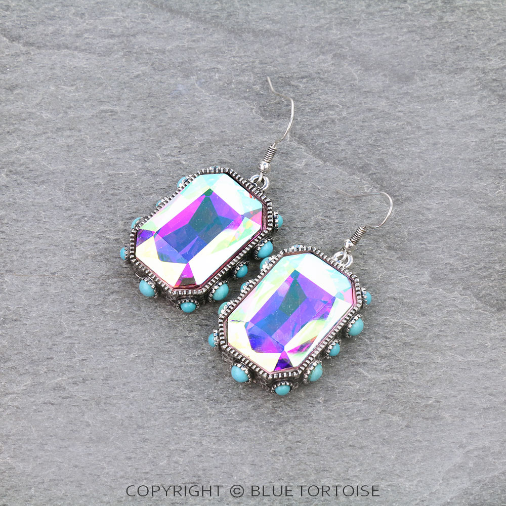 Rectangle Stone Dangle Earrings