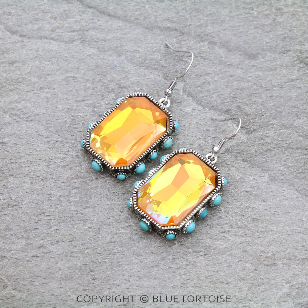 Rectangle Stone Dangle Earrings