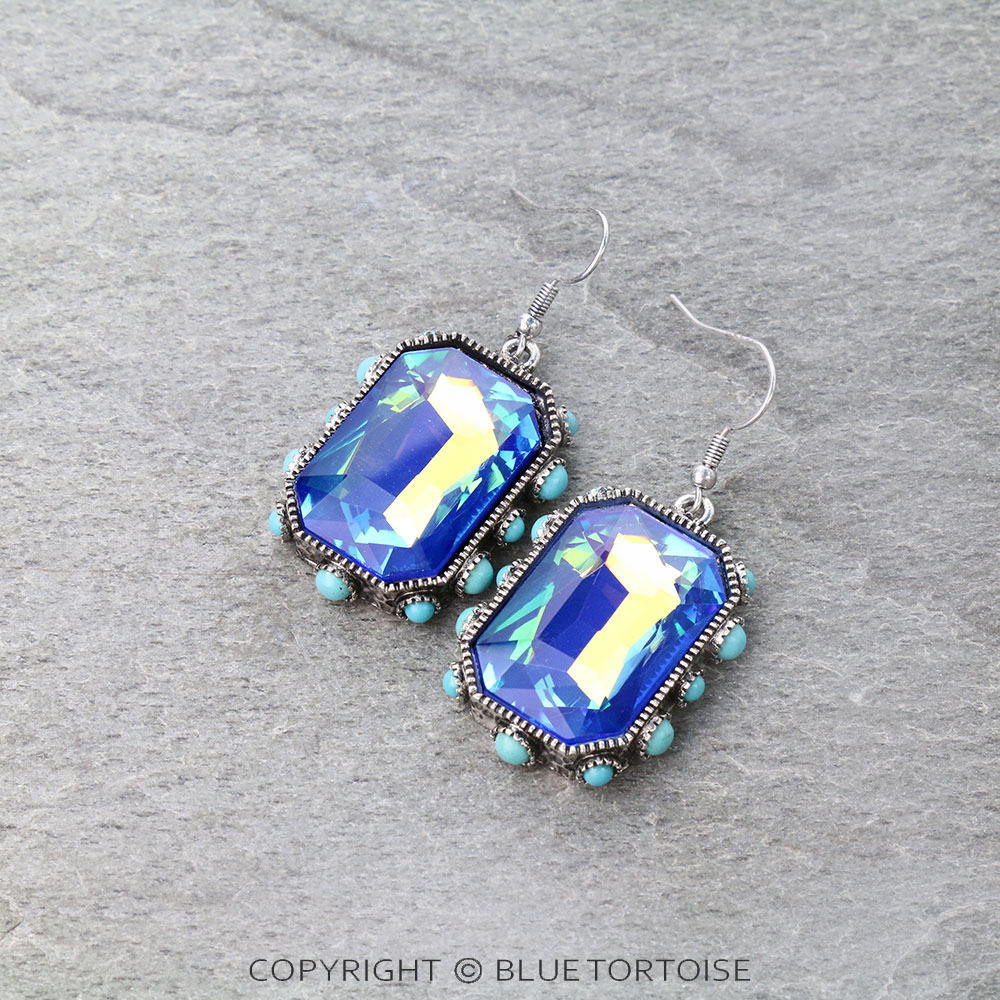 Rectangle Stone Dangle Earrings