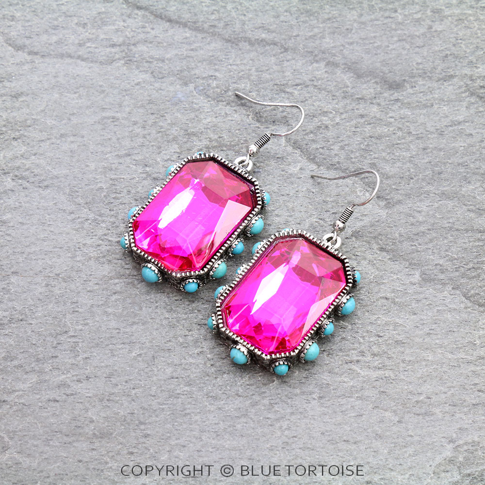 Rectangle Stone Dangle Earrings