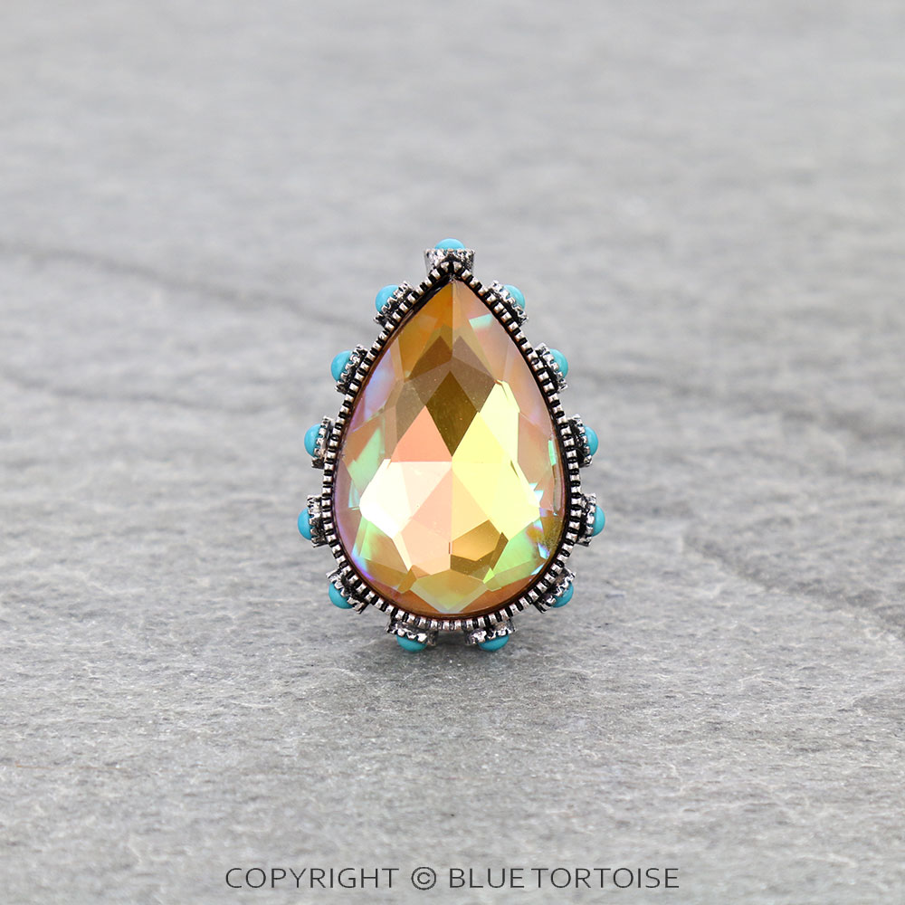 Teardrop Stone Cuff Ring