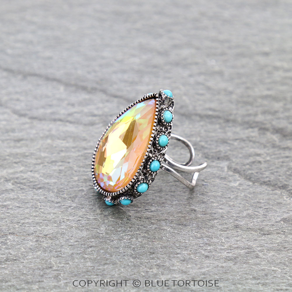 Teardrop Stone Cuff Ring - Image 2