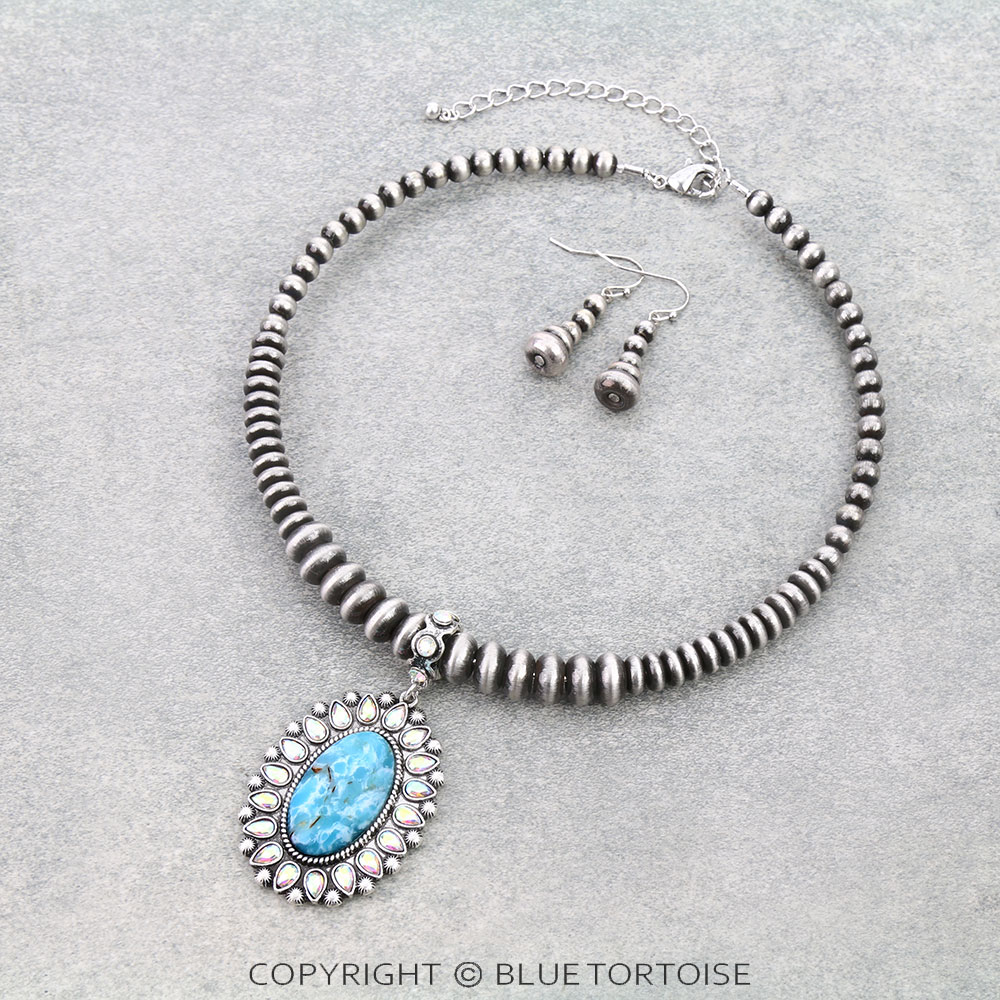 Western Concho Pendant Wire Necklace Set