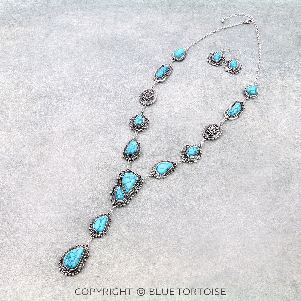 Western Semi Stone Y Necklace Set