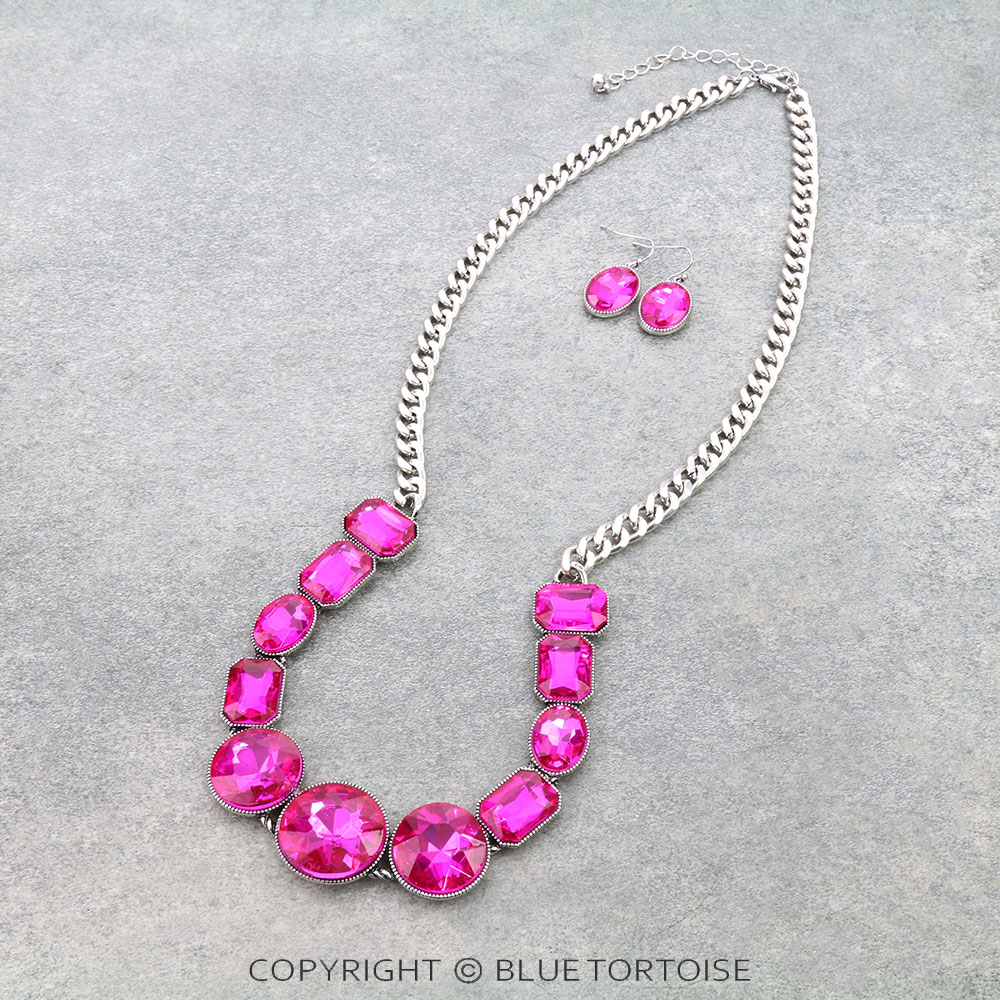Horseshoe Stone Chain Necklace Set