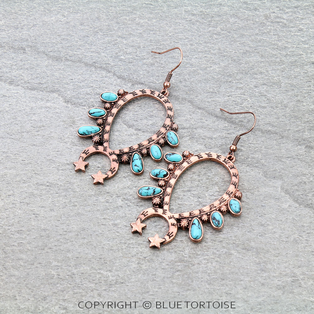 Western Squash Blossom Dangle Earrings