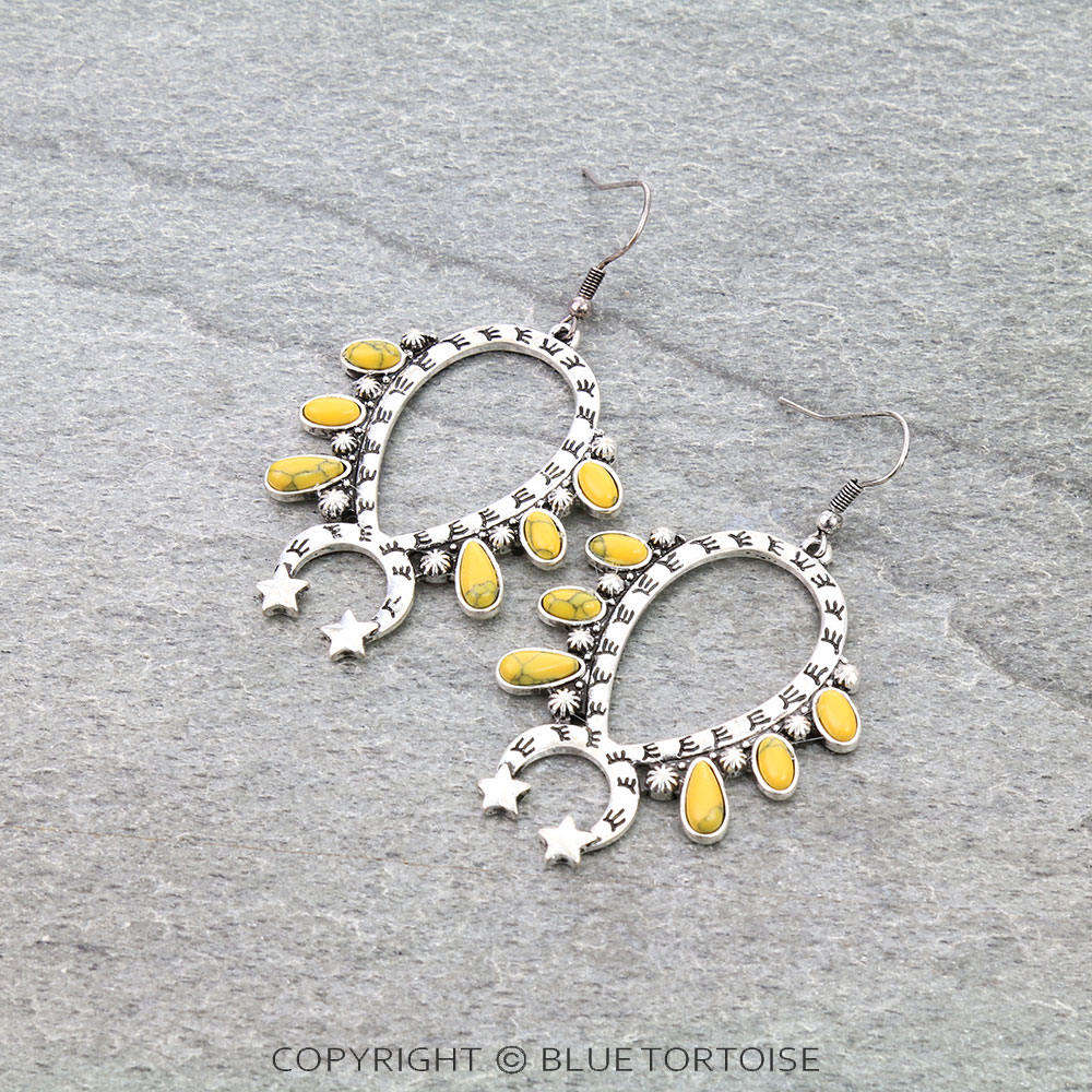 Western Squash Blossom Dangle Earrings