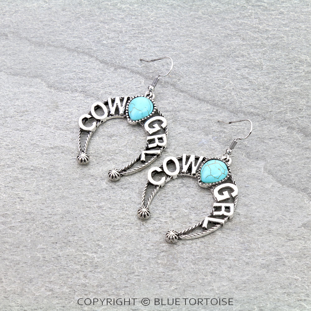 Squash Blossom "COW GRL" Dangle Earrings