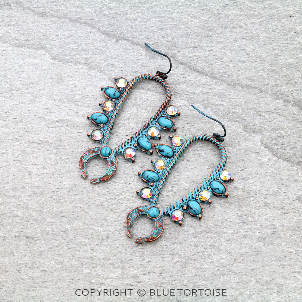 Western Squash Blossom Dangle Earrings