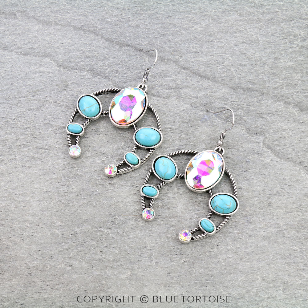 Western Squash Blossom Stone Dangle Earrings
