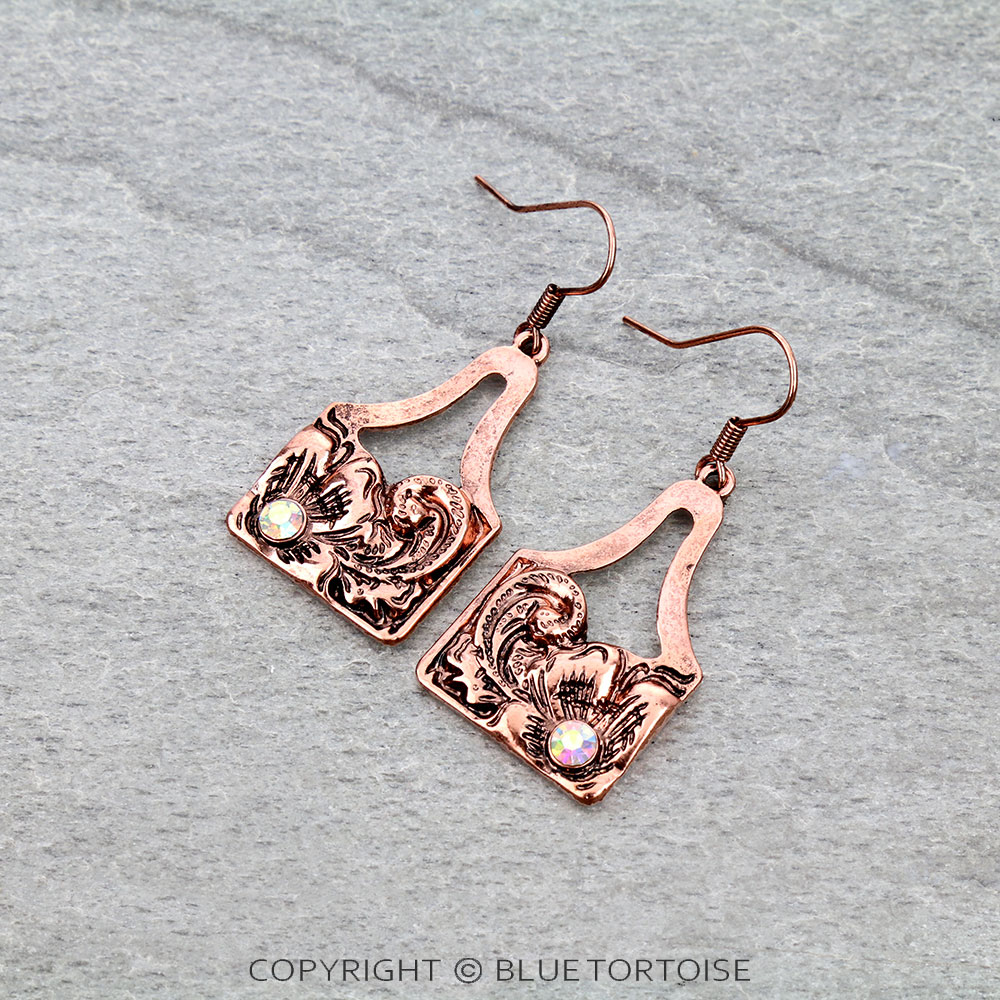 Flower Ear Tag Stone Dangle Earrings
