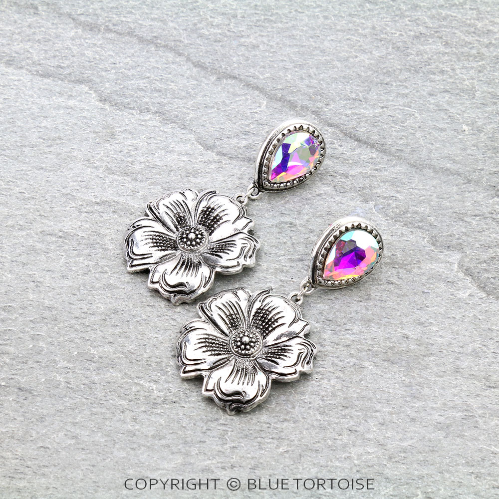 Western Flower Stone Stud Earrings