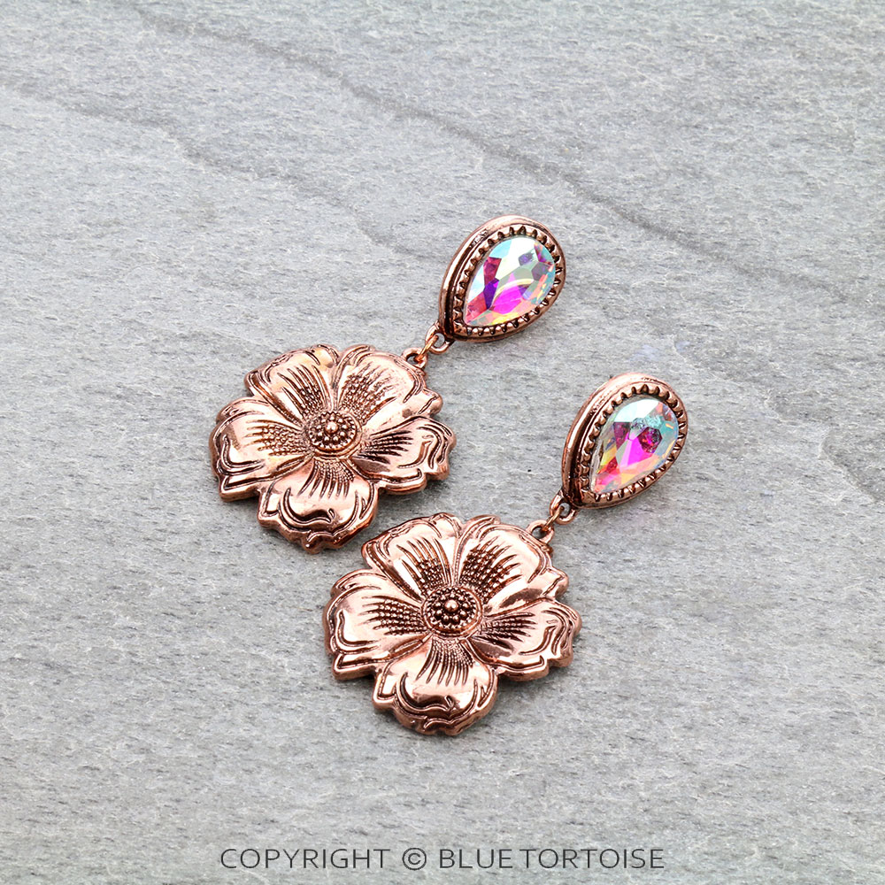 Western Flower Stone Stud Earrings