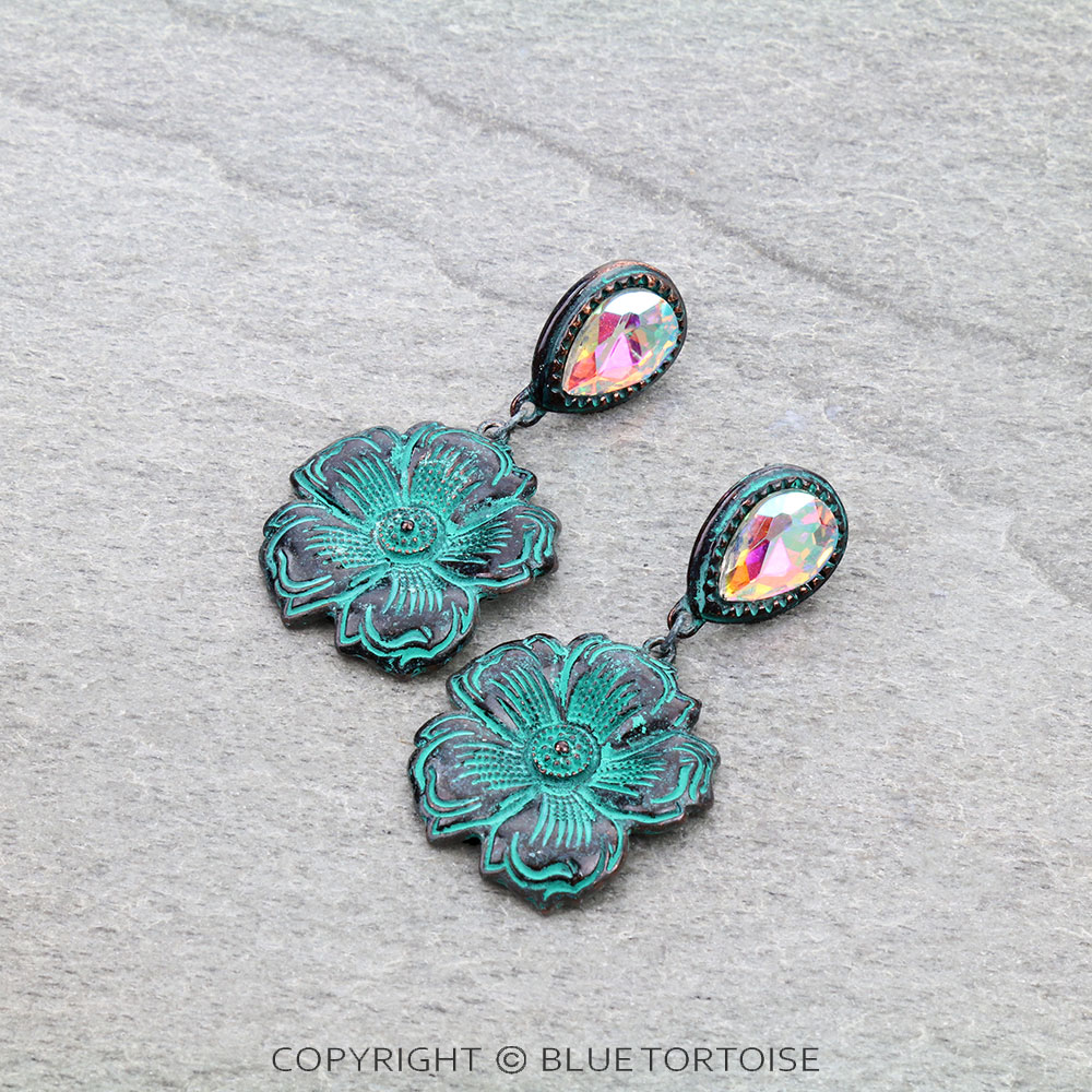 Western Flower Stone Stud Earrings