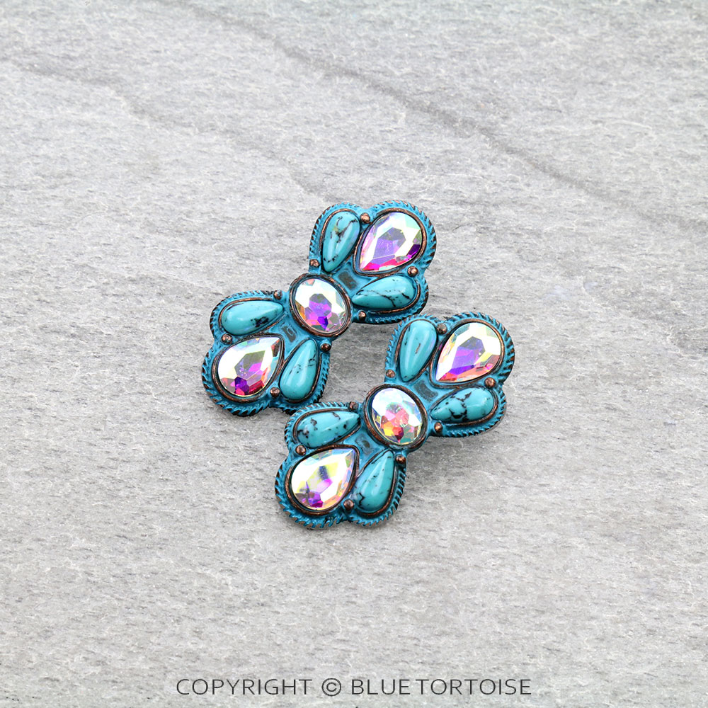 Western Bowtie Stone Stud Earrings