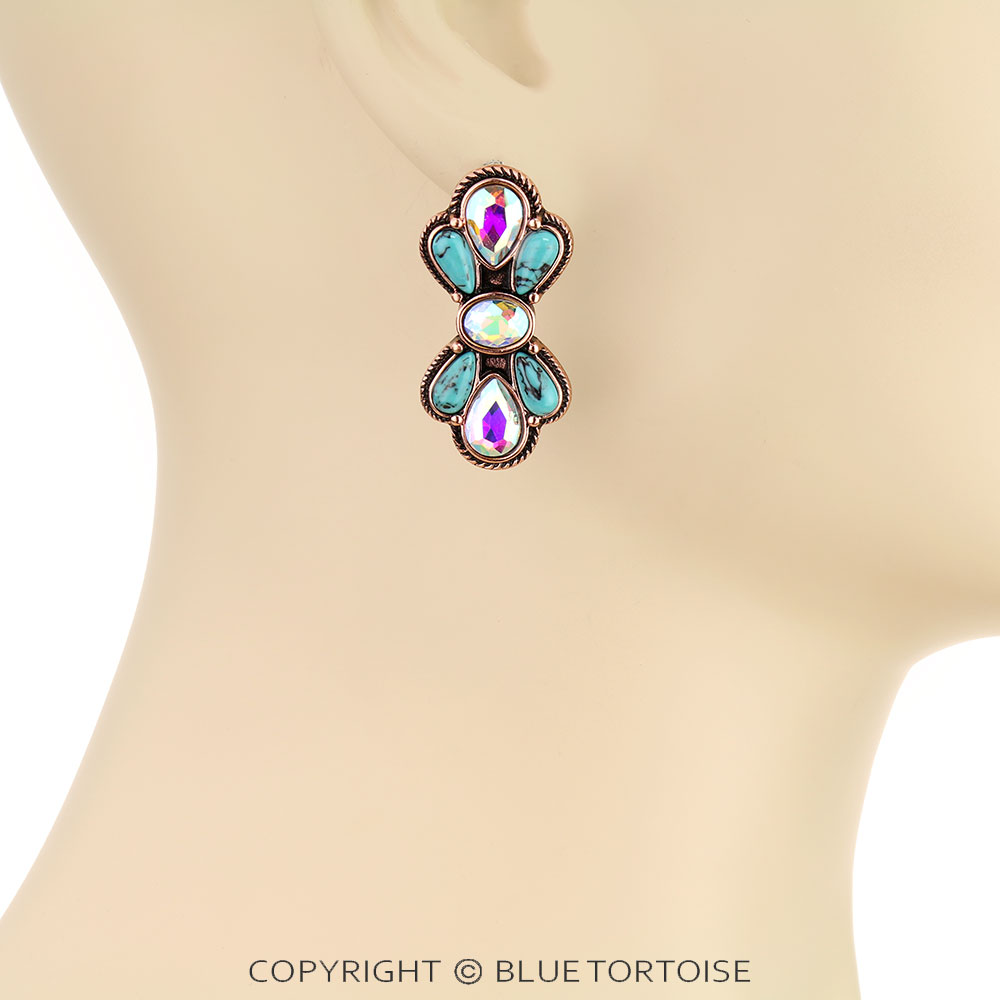 Western Bowtie Stone Stud Earrings - Image 2