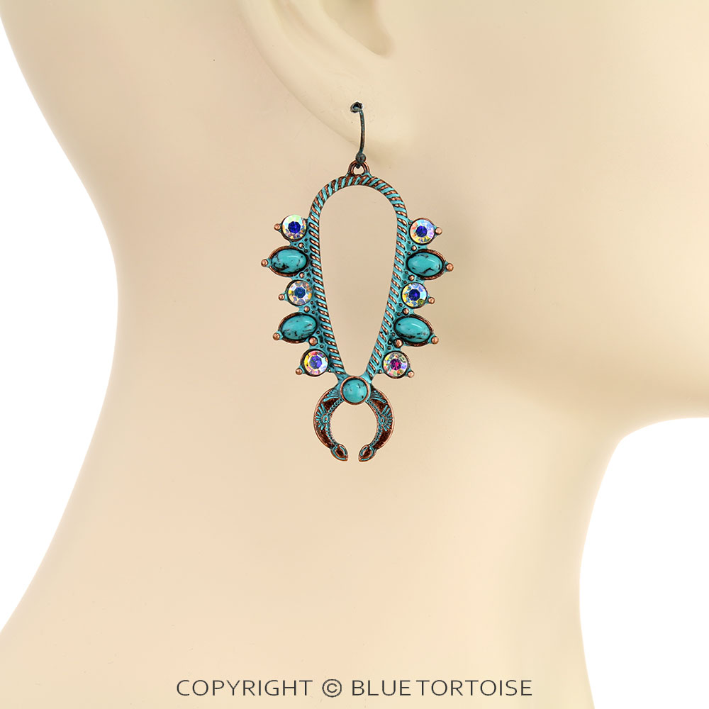 Western Squash Blossom Dangle Earrings - Image 2