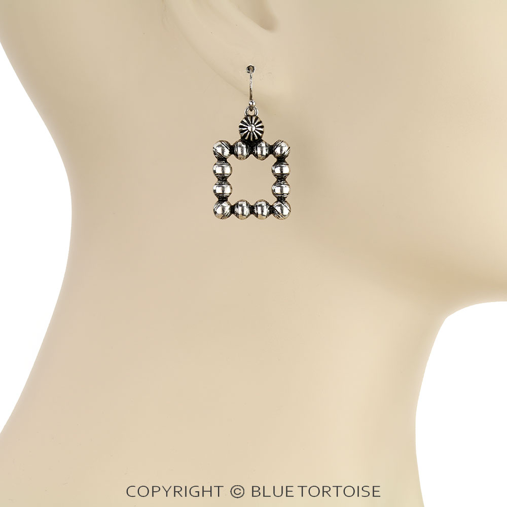 Western Ear Tag CCB Textured Earrings - Image 2