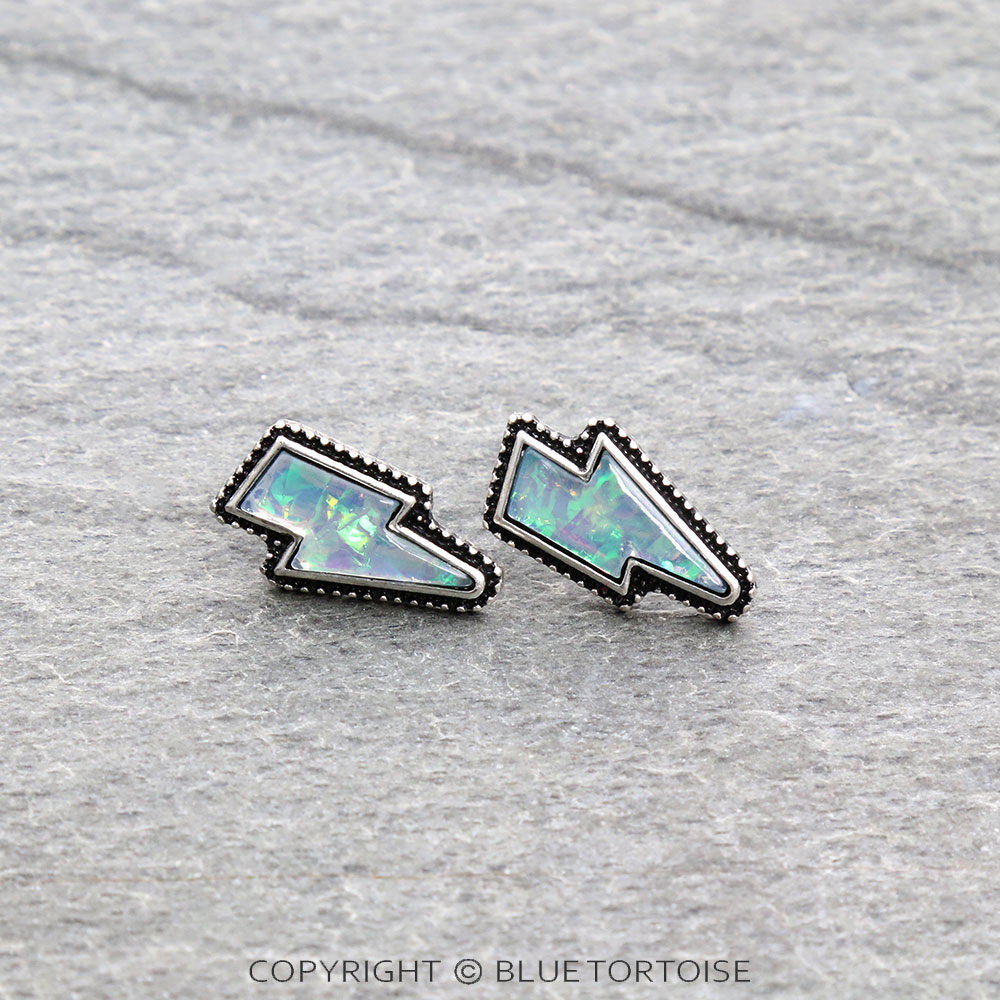 Thunder with Opal Stone Stud Earrings