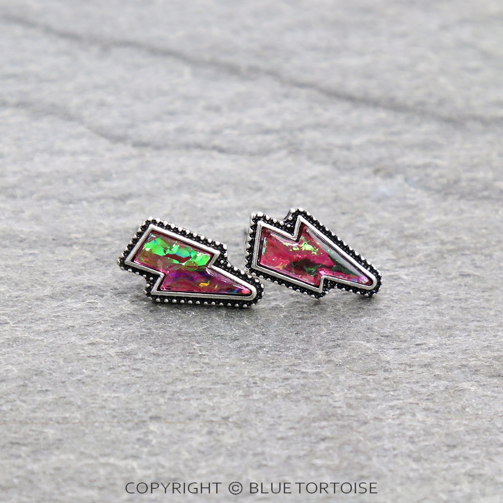 Thunder with Opal Stone Stud Earrings