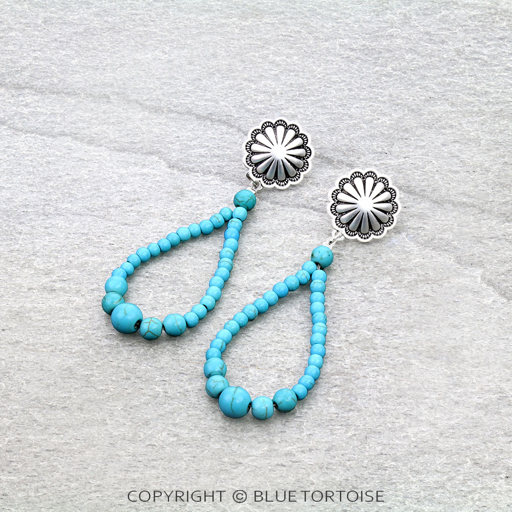 3.2" Long, Graduated Synthetic Bead, Brass Post Earrings