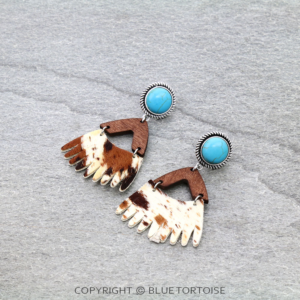 Cow Fur Stone Stud Earrings