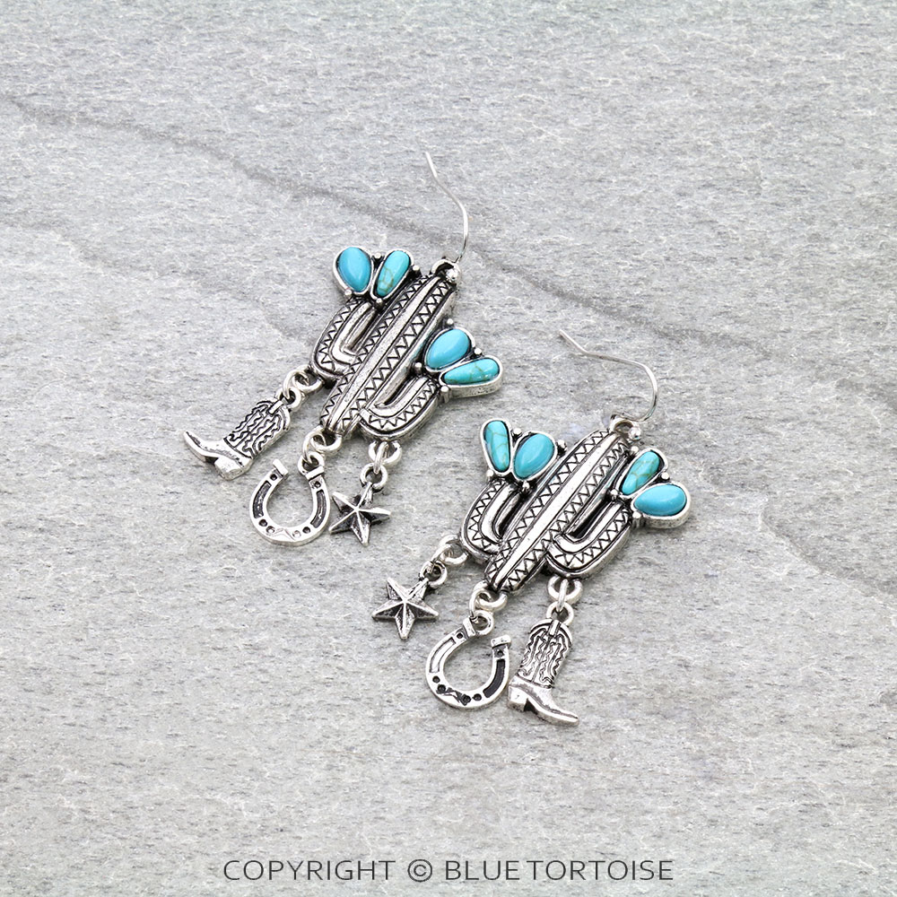 Western Cactus Dangle Earrings