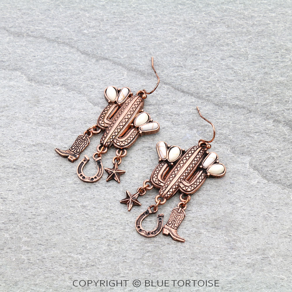 Western Cactus Dangle Earrings