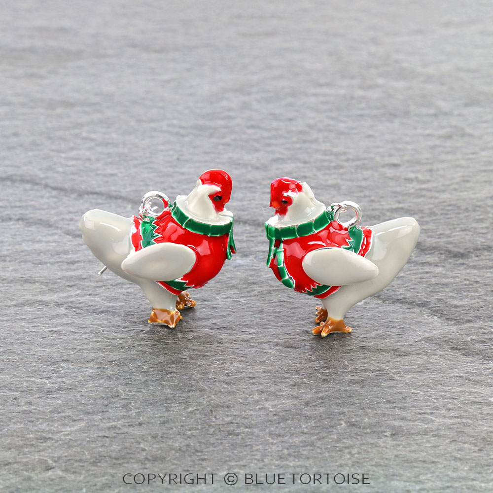 3D Christmas Hen Dangle Earrings