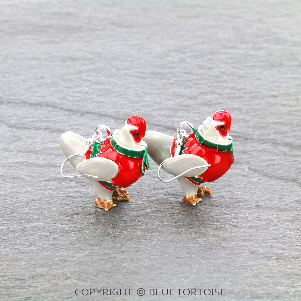 3D Christmas Hen Dangle Earrings - Image 3