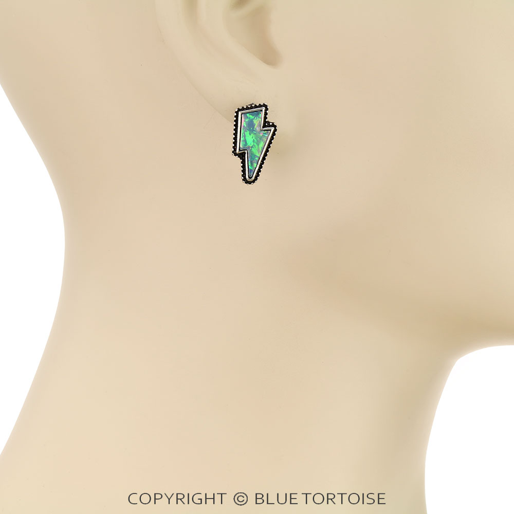 Thunder with Opal Stone Stud Earrings - Image 2