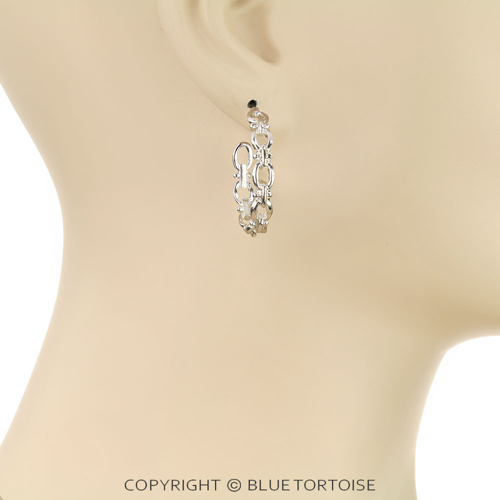 Tailored Chain Hoop Earrings - Image 2