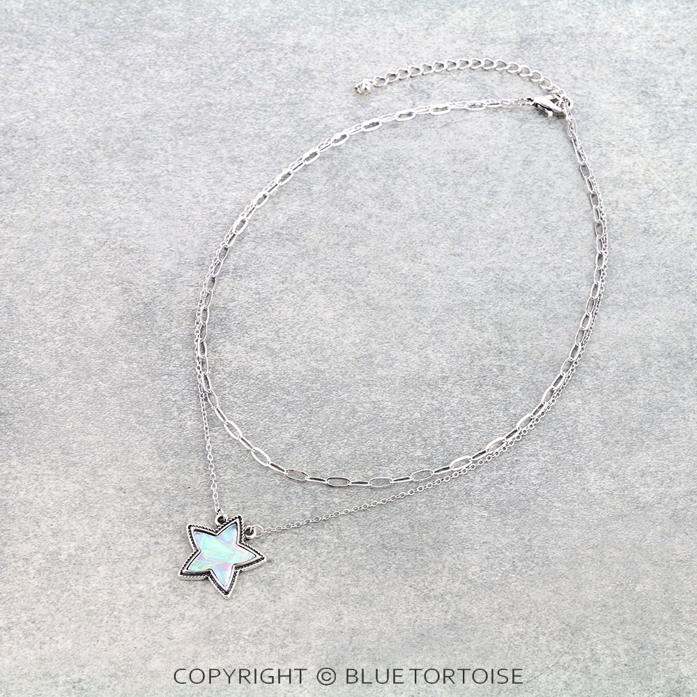 2Row Western Star Stone Necklace