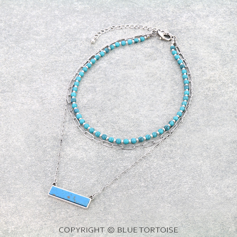 3Row Bar Stone Necklace