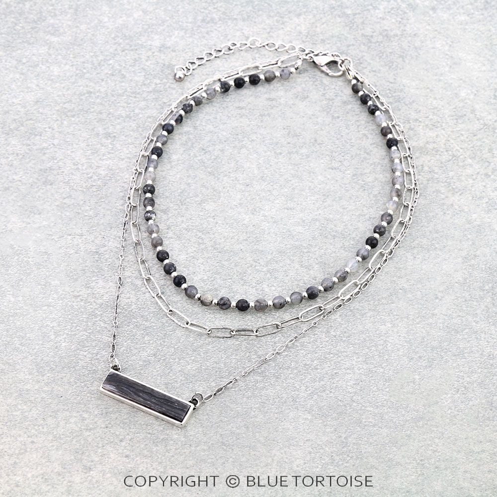 3Row Bar Stone Necklace