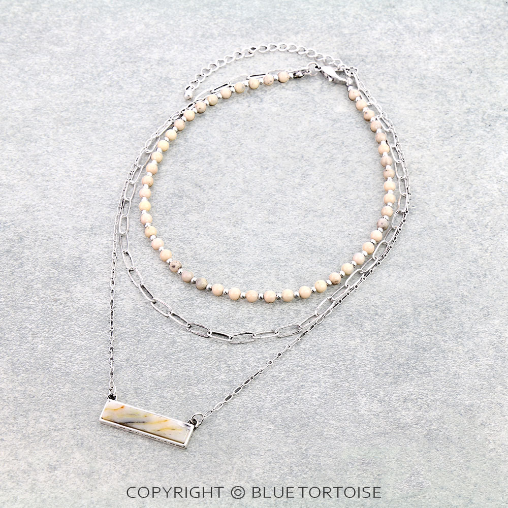 3Row Bar Stone Necklace