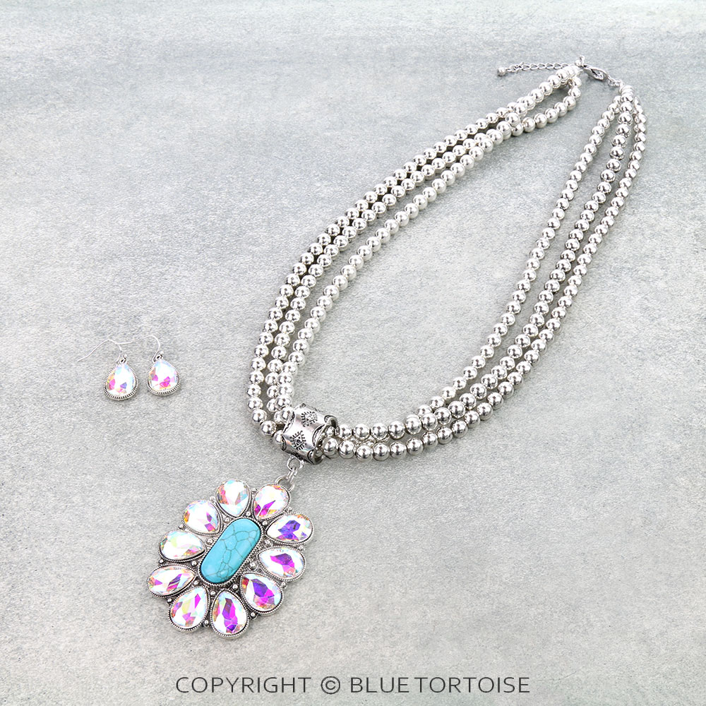 Western Concho with Bead Necklace Set