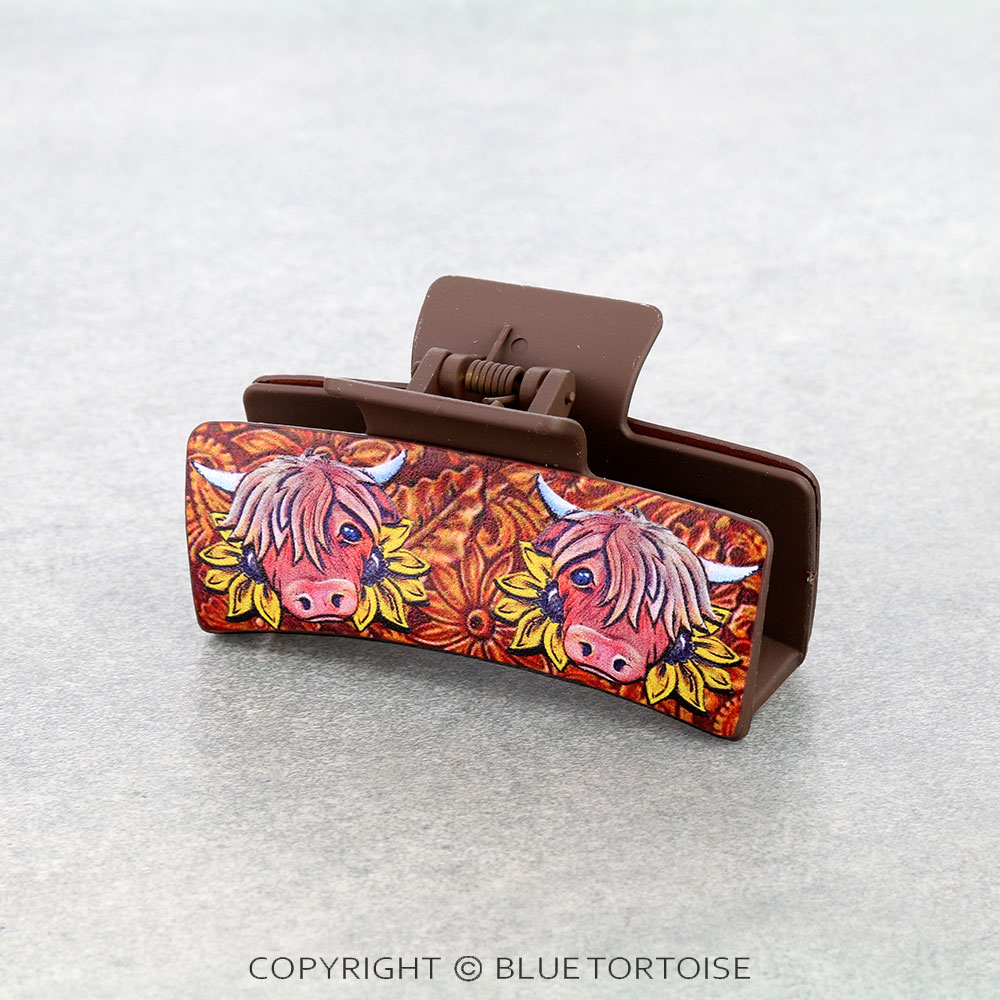Western Sunflower Buffalo Hair Claw Clip