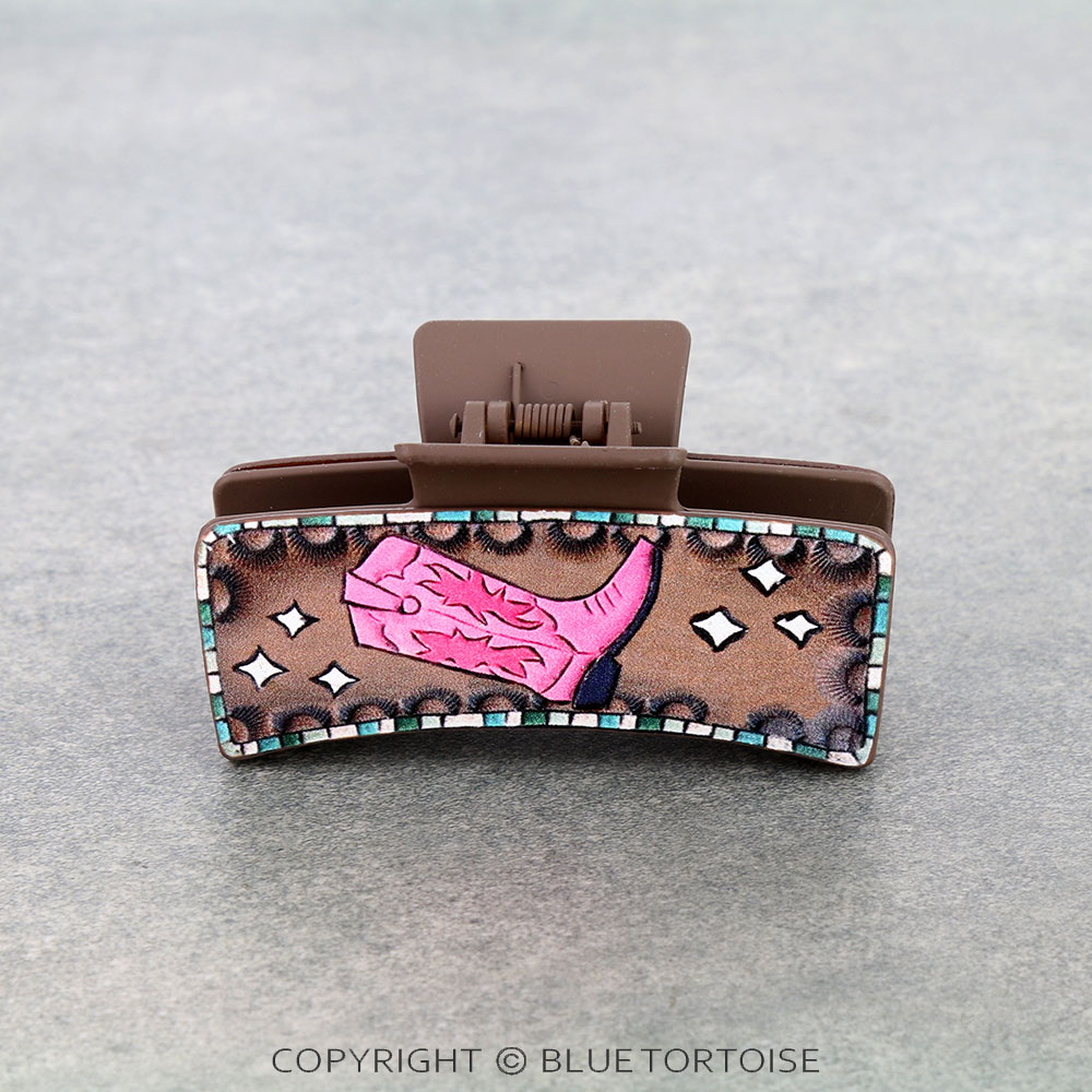 Western Cowboy Boot Hair Claw Clip - Image 2